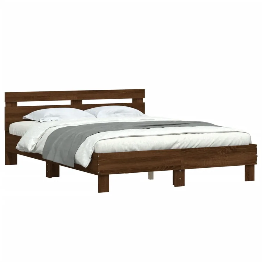Cadre de lit avec LED sans matelas chêne marron 150x200 cm - 3