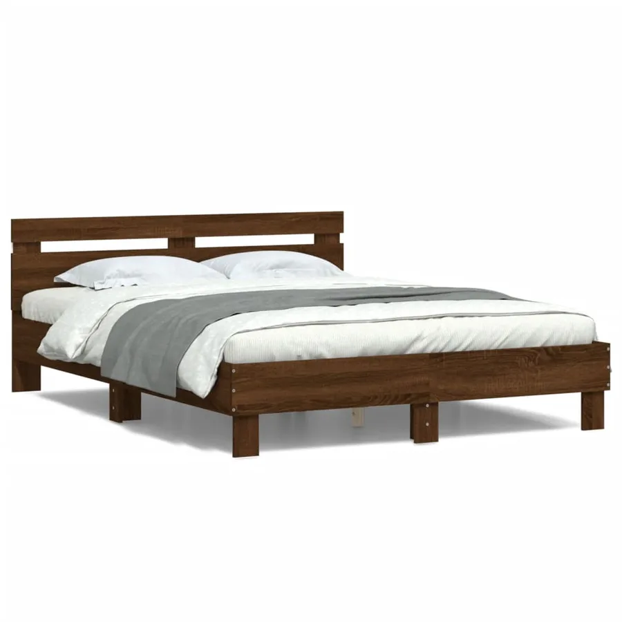 Cadre de lit avec LED sans matelas chêne marron 150x200 cm - 5