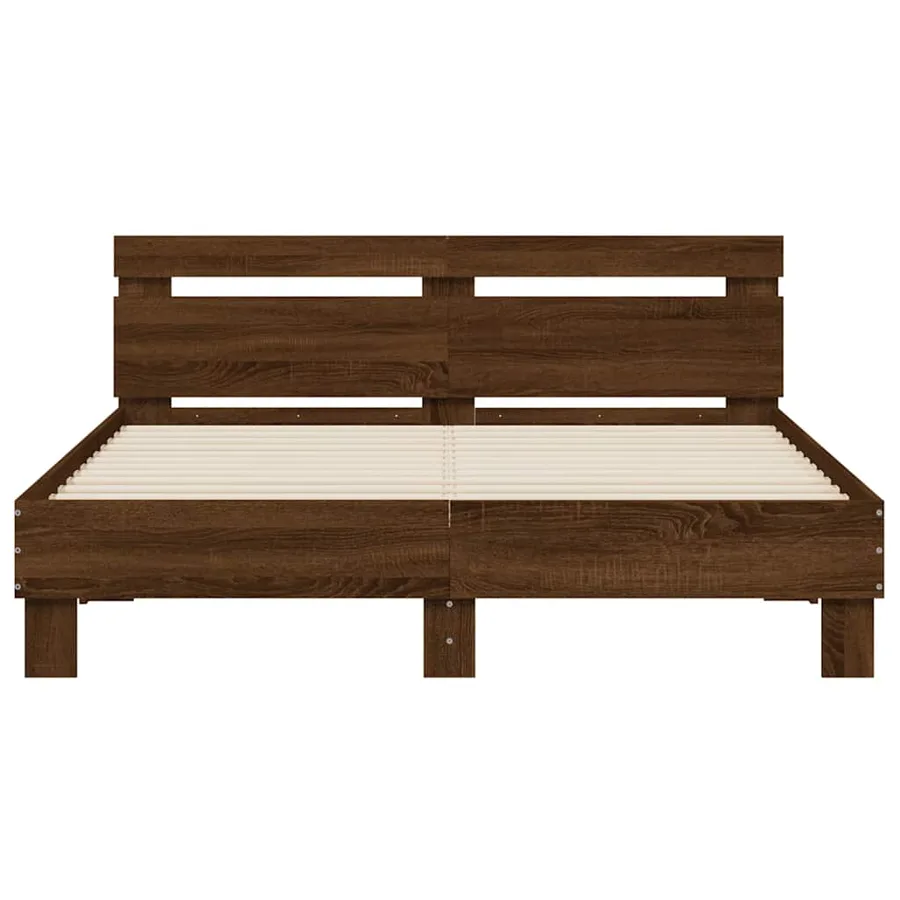 Cadre de lit avec LED sans matelas chêne marron 150x200 cm - 7