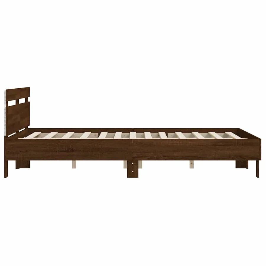 Cadre de lit avec LED sans matelas chêne marron 150x200 cm - 8