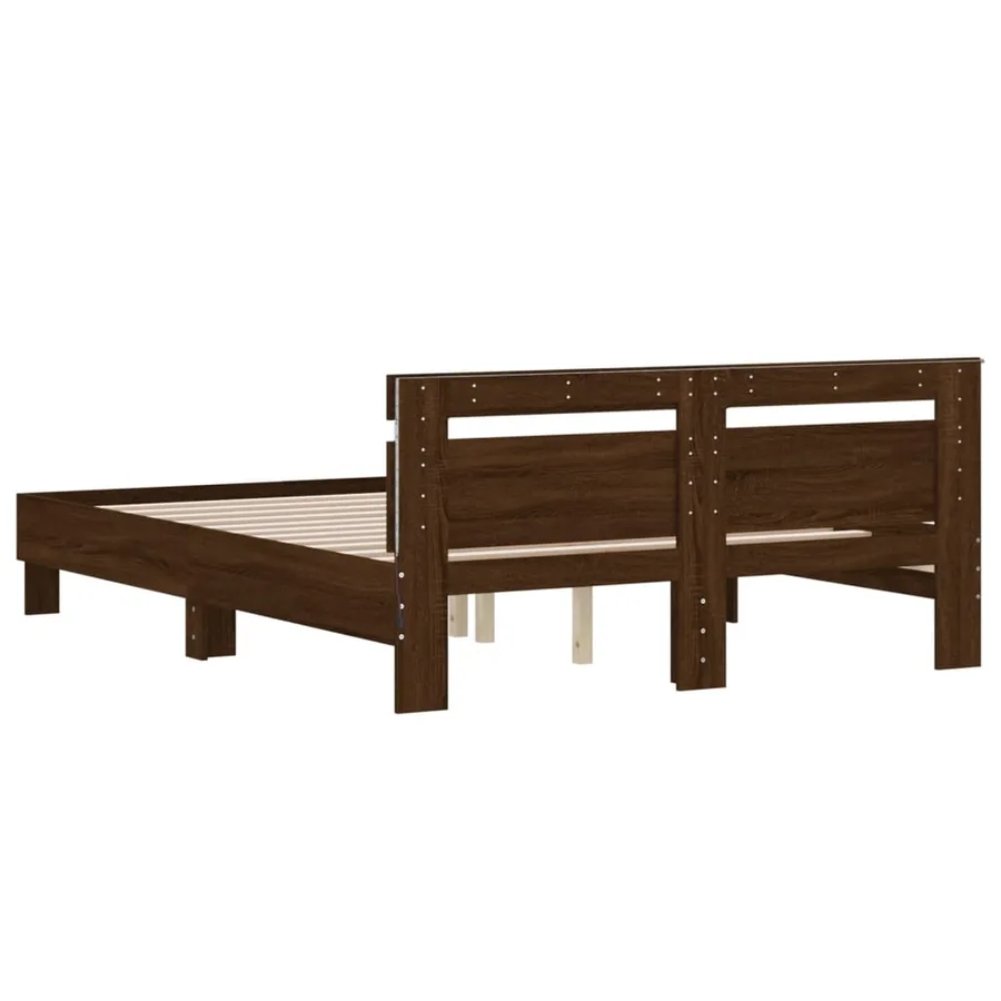 Cadre de lit avec LED sans matelas chêne marron 150x200 cm - 9