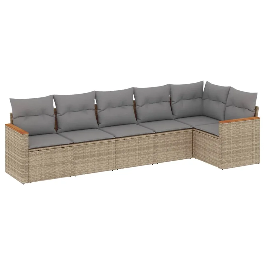 Salon de jardin avec coussins 6pcs mélange beige résine tressée - 2