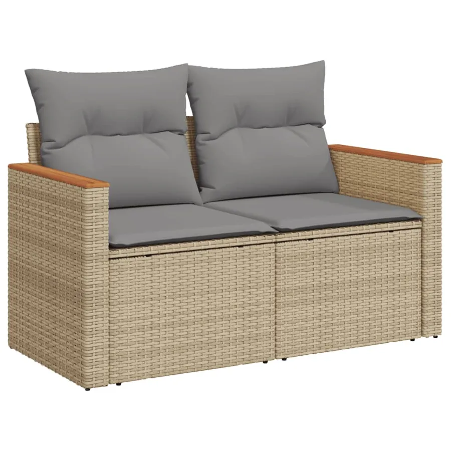 Salon de jardin avec coussins 6pcs mélange beige résine tressée - 3