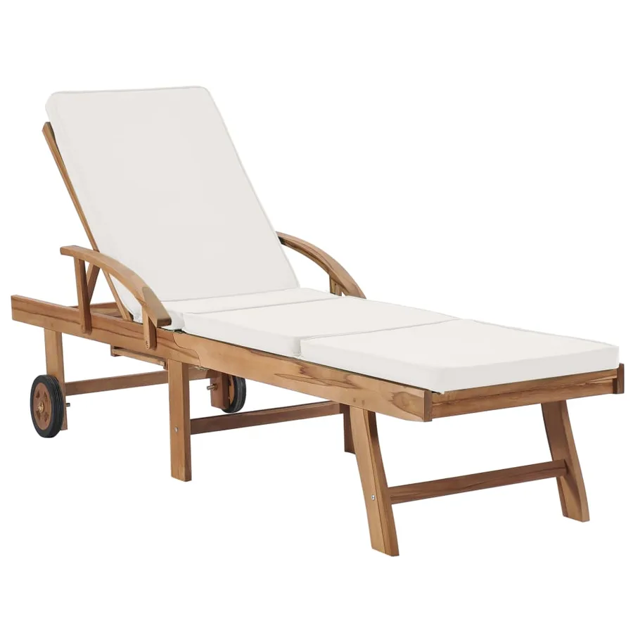 Chaises longues avec coussins 2 pcs Bois de teck solide Vert - 12