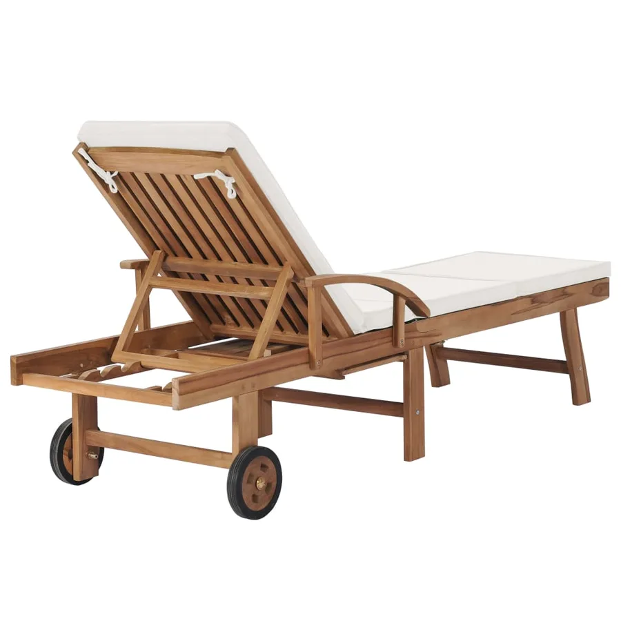 Chaises longues avec coussins 2 pcs Bois de teck solide Vert - 15