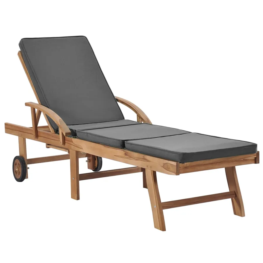 Chaises longues avec coussins 2 pcs Bois de teck solide Vert - 22