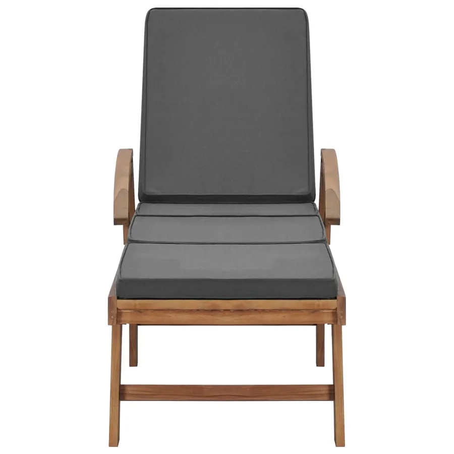 Chaises longues avec coussins 2 pcs Bois de teck solide Vert - 23