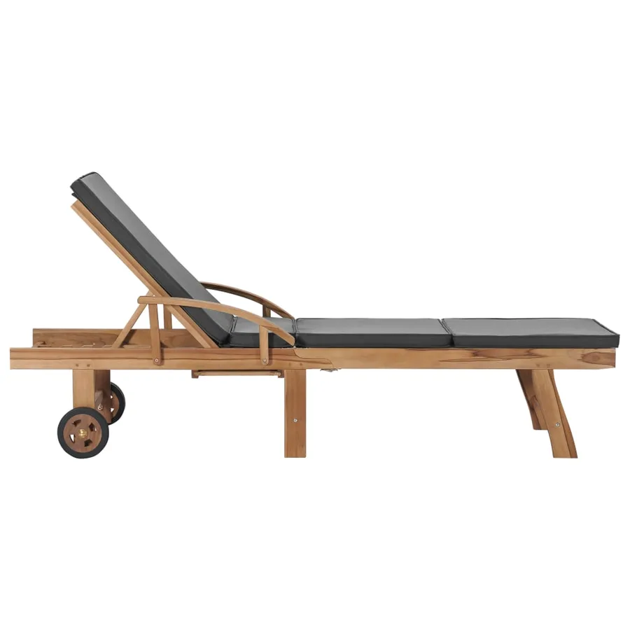 Chaises longues avec coussins 2 pcs Bois de teck solide Vert - 24