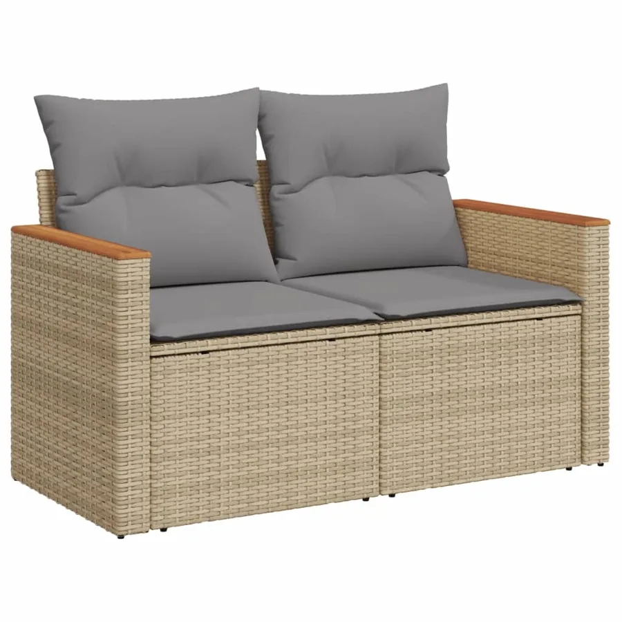 Salon de jardin avec coussins 8pcs mélange beige résine tressée - 3