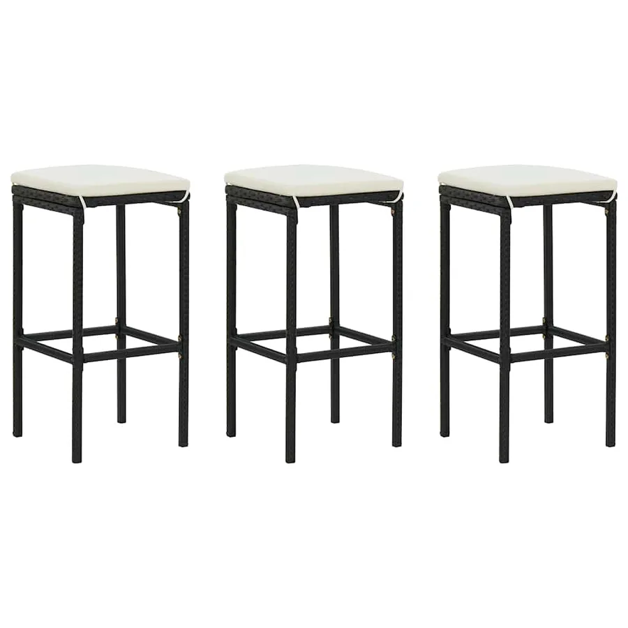 Ensemble de bar de jardin avec coussins 4 pcs Noir - 3
