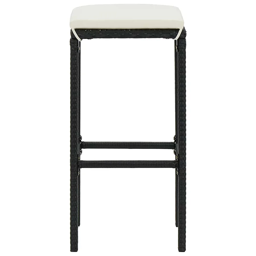 Ensemble de bar de jardin avec coussins 4 pcs Noir - 4