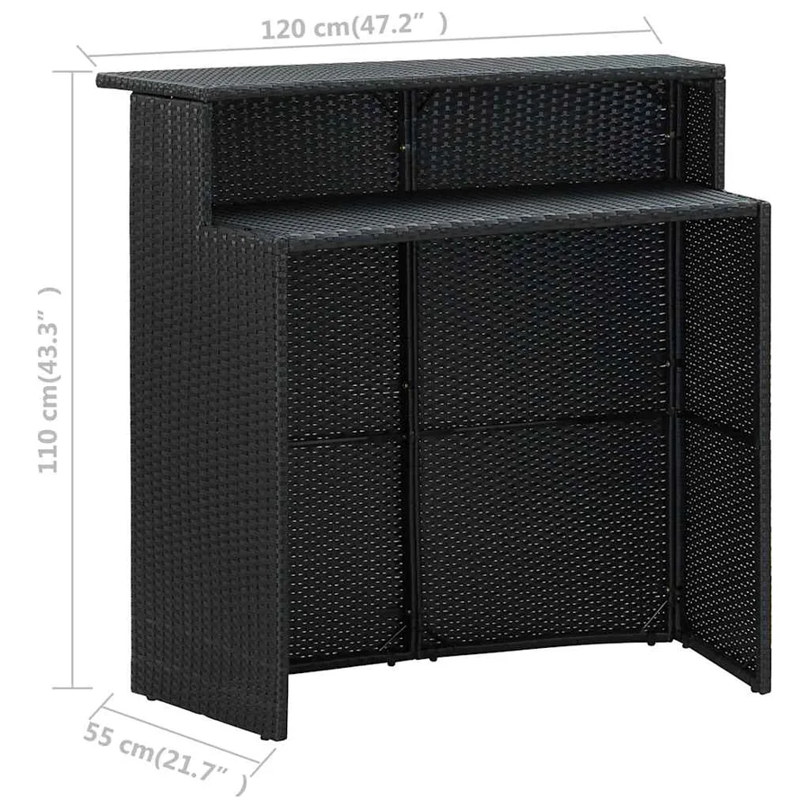 Ensemble de bar de jardin avec coussins 4 pcs Noir - 9