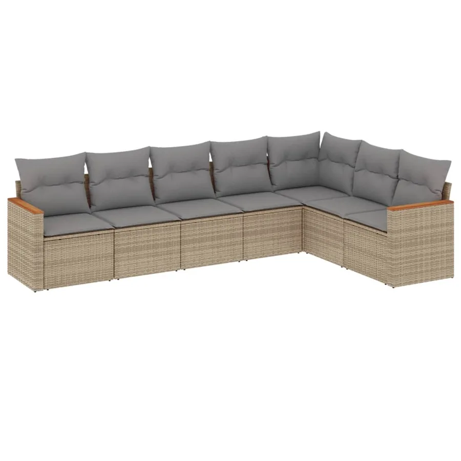 Salon de jardin avec coussins 7pcs mélange beige résine tressée - 2