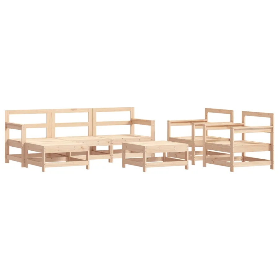 Salon de jardin 7 pcs Bois de pin massif - 2