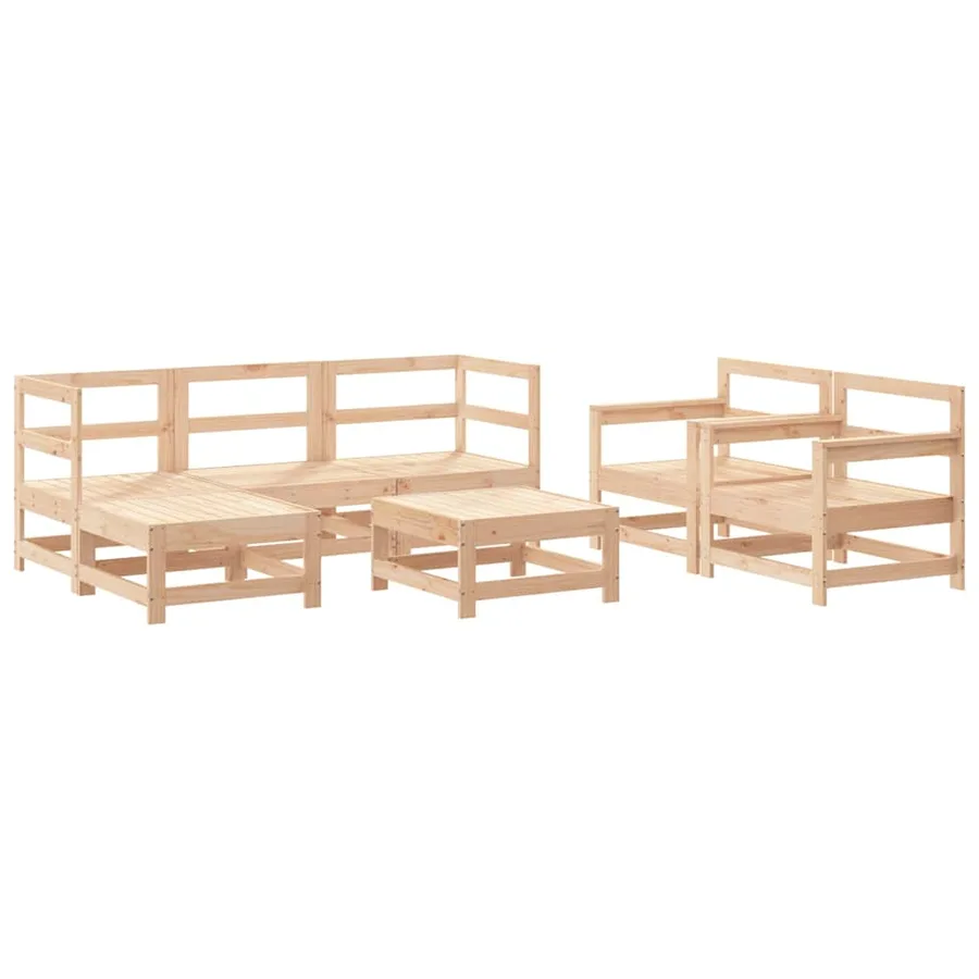 Salon de jardin 7 pcs Bois de pin massif - 2