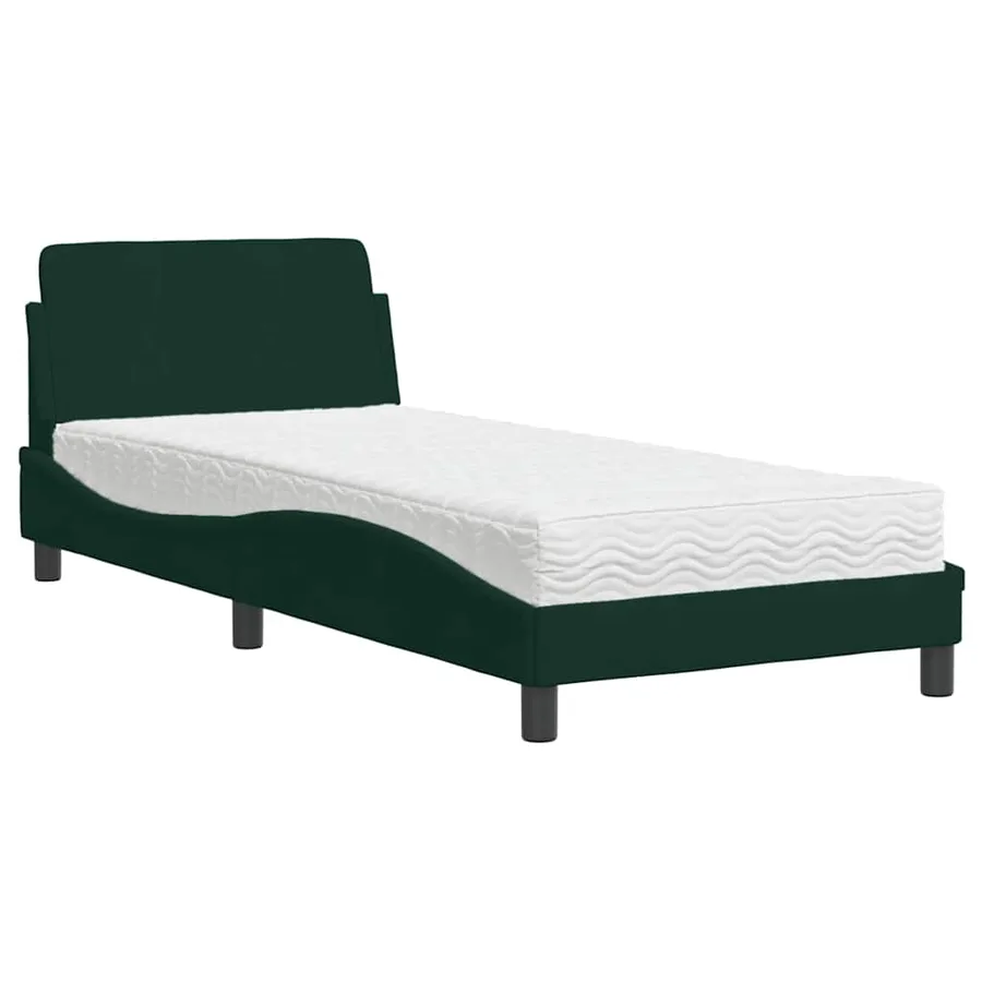 Lit avec matelas Dover vert foncé 80x200 cm velours - 2