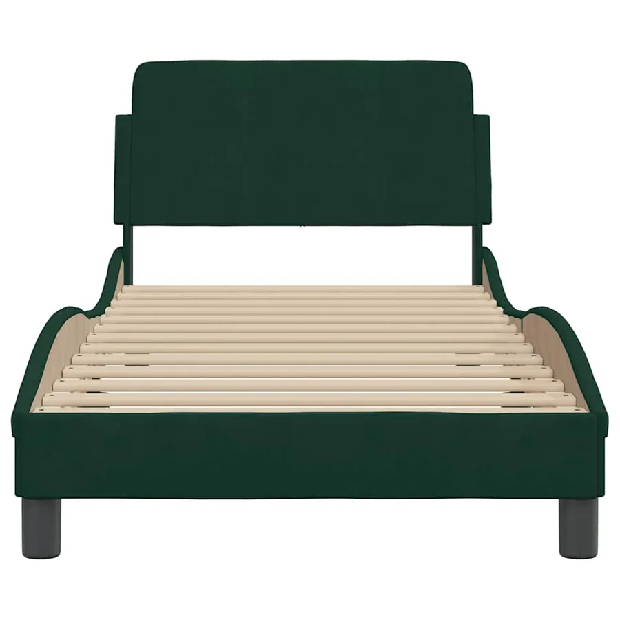 Cadre de lit Dover vert foncé 80x200 cm velours - 4