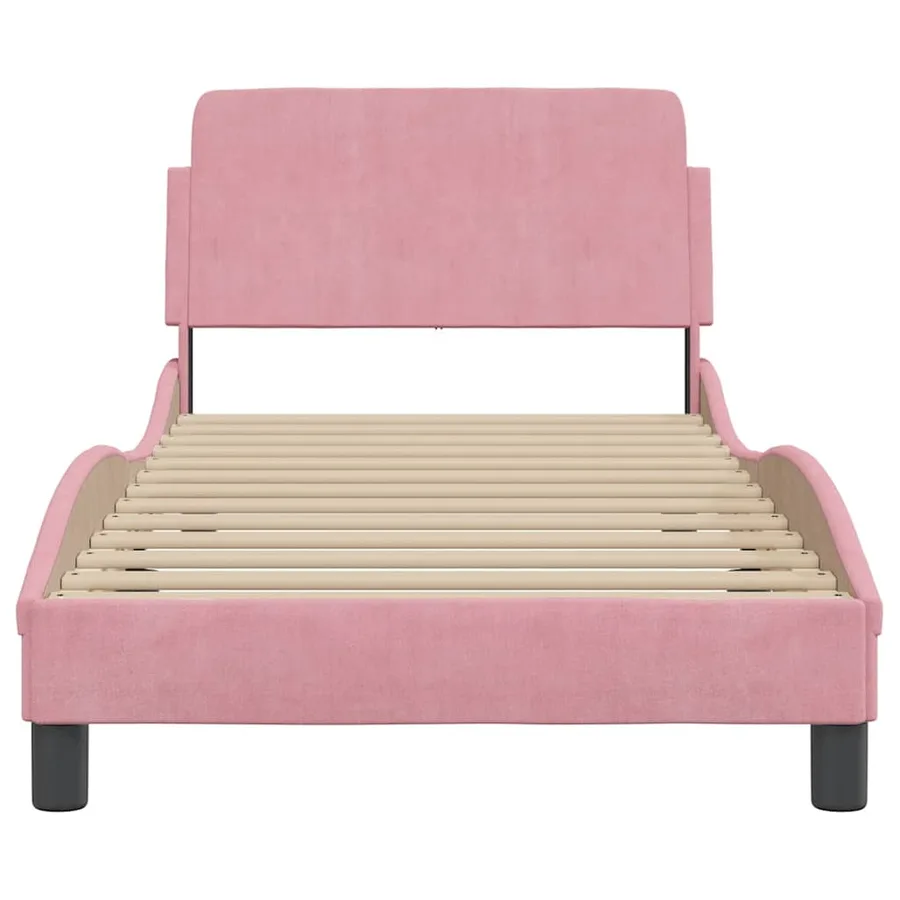Cadre de lit avec tête de lit Dover rose 80x200 cm velours - 4