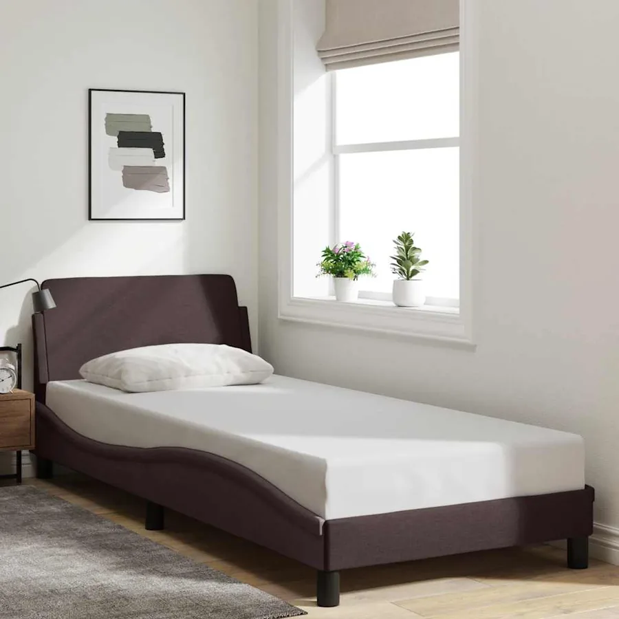 Cadre de lit Dover marron foncé 80x200 cm tissu