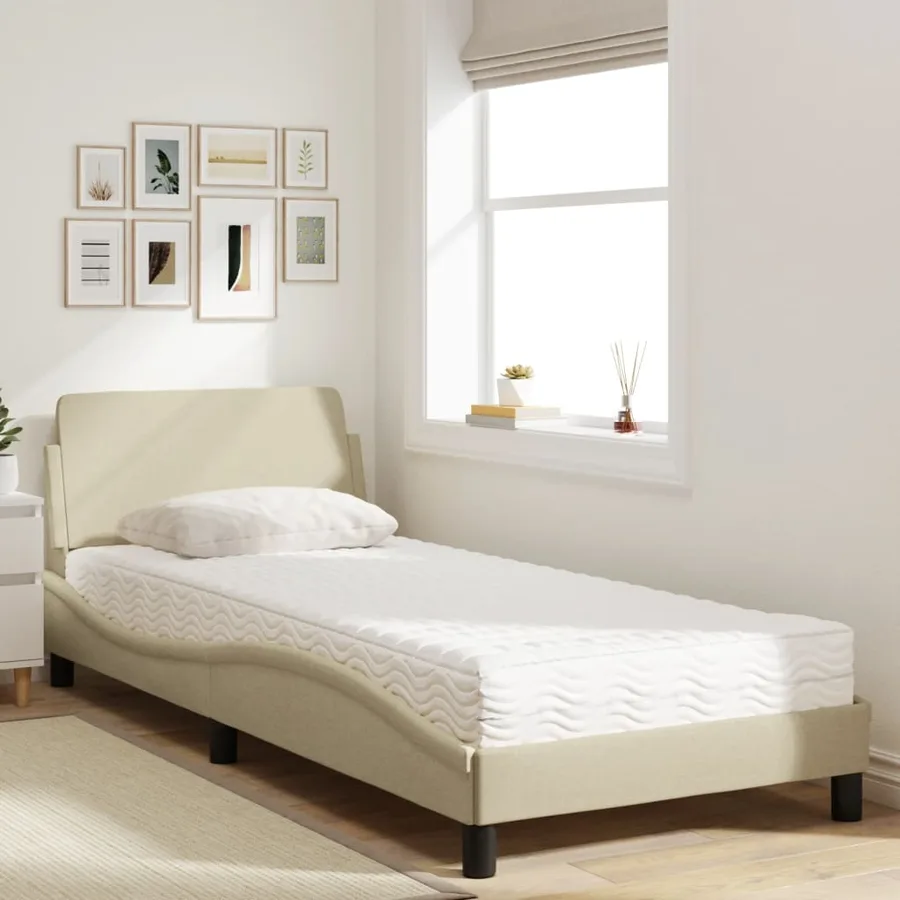 Lit avec matelas Dover crème 80x200 cm tissu - 3