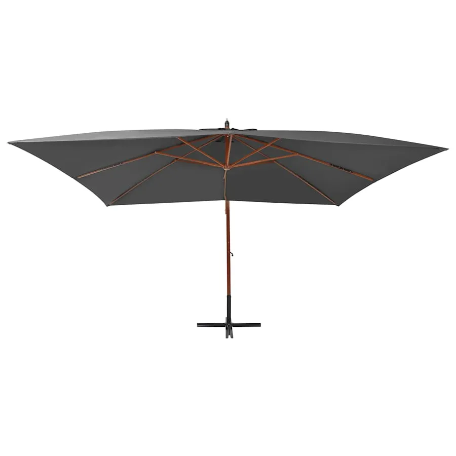 Parasol de jardin en porte-à-faux avec mât en bois anthracite - 2
