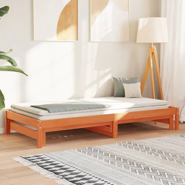 Lit de jour et lit gigogne sans matelas cire marron 80x200 cm