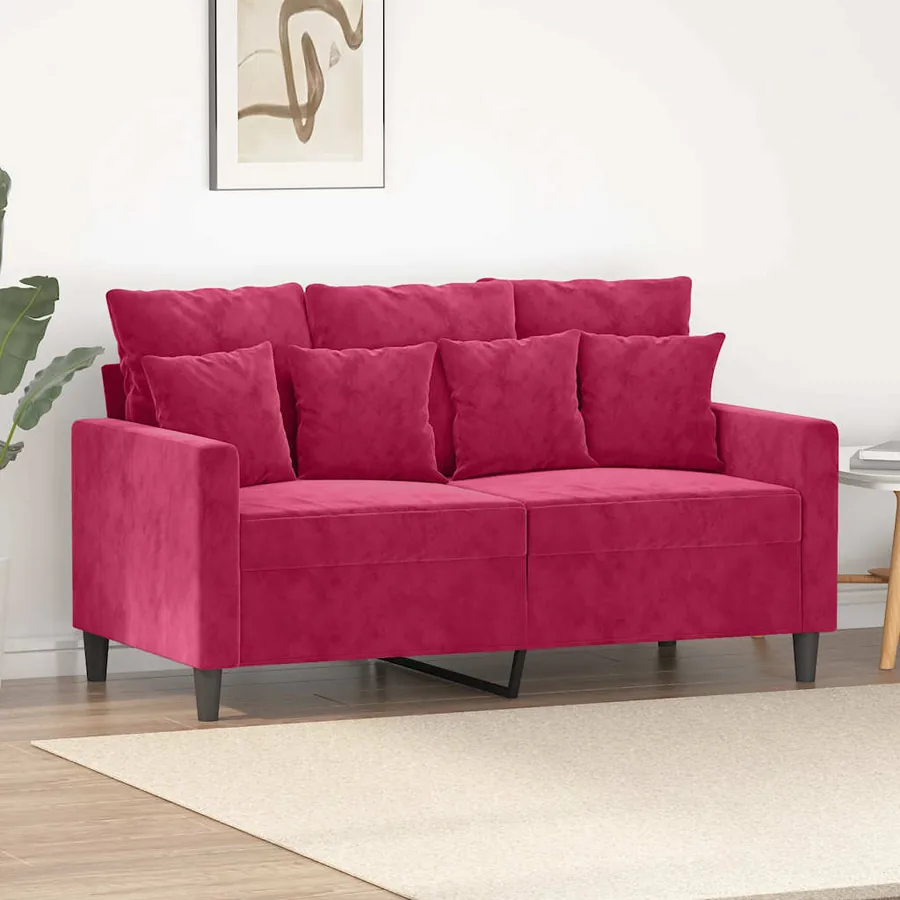 Canapé à 2 places Rouge bordeaux 120 cm Velours