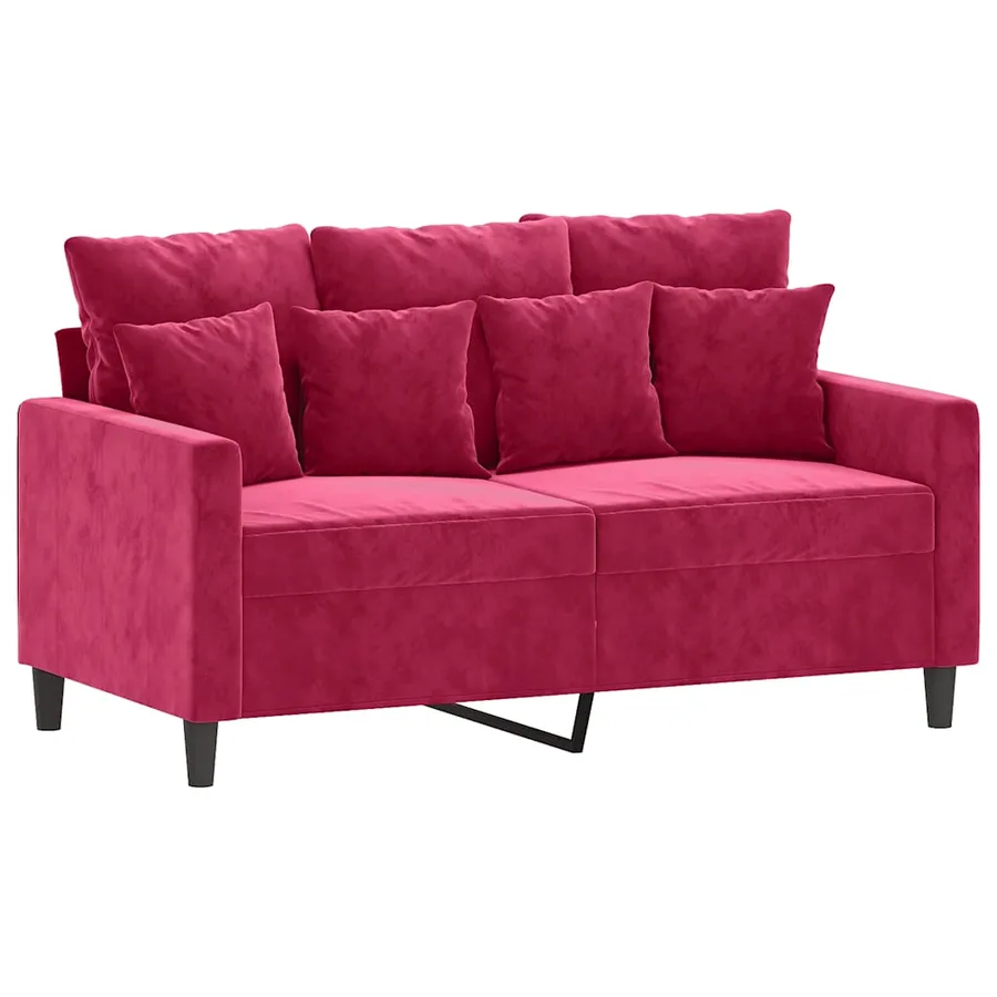 Canapé à 2 places Rouge bordeaux 120 cm Velours - 2