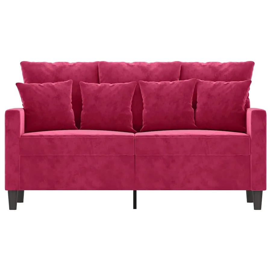 Canapé à 2 places Rouge bordeaux 120 cm Velours - 3