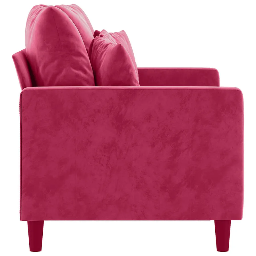 Canapé à 2 places Rouge bordeaux 120 cm Velours - 4