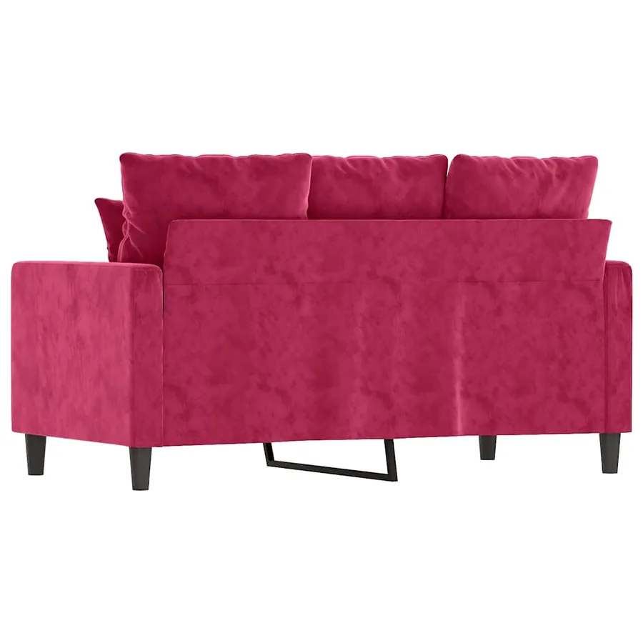 Canapé à 2 places Rouge bordeaux 120 cm Velours - 5