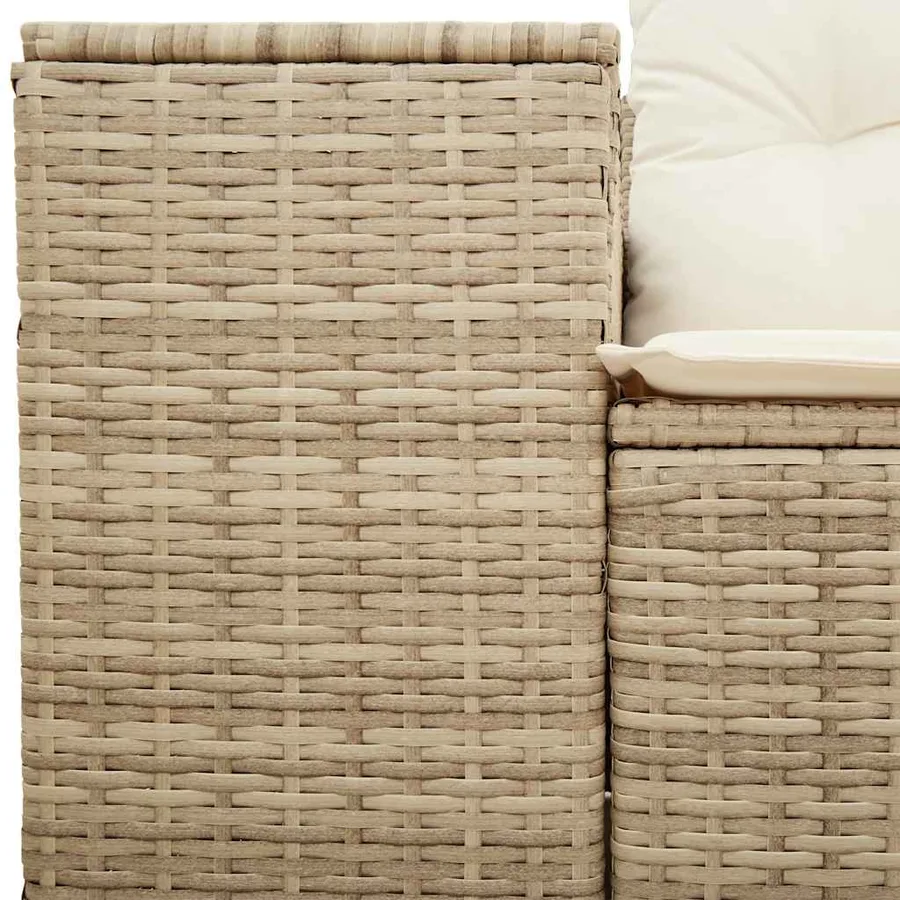 Canapé de jardin avec coussins 2 places beige résine tressée - 7