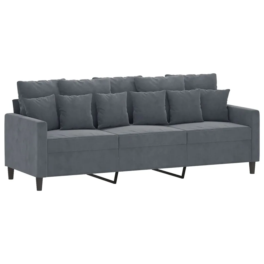 Ensemble de canapés 3 pcs avec coussins Gris foncé Velours - 5