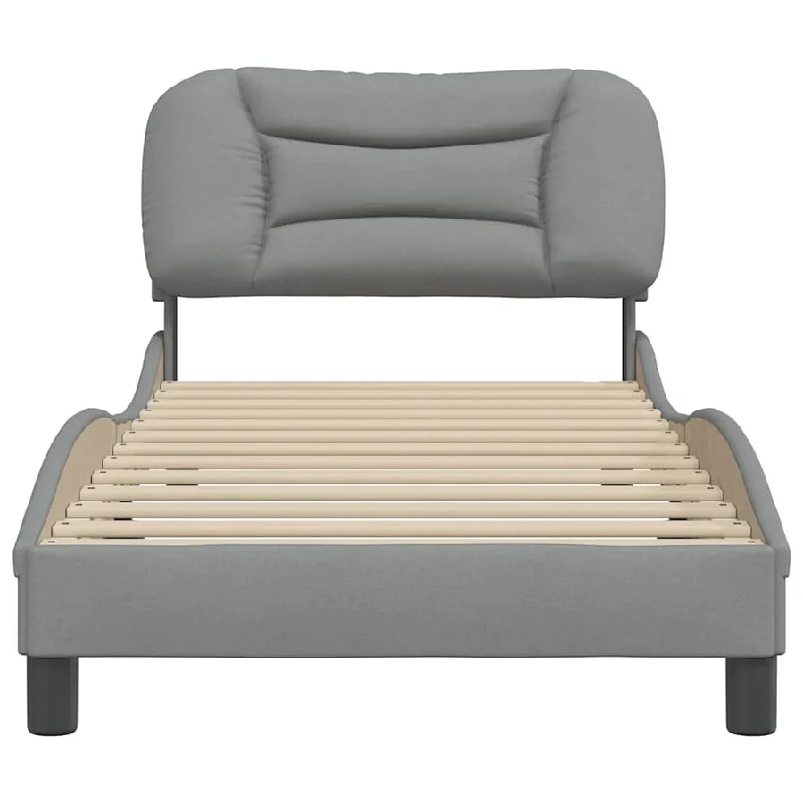 Cadre de lit sans matelas Hvar gris clair 90x200 cm tissu - 4