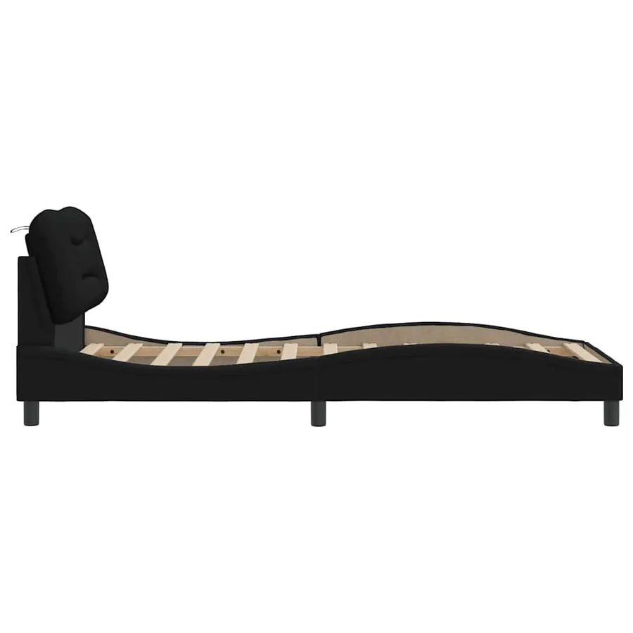 Cadre de lit sans matelas Hvar noir 90x200 cm tissu - 5