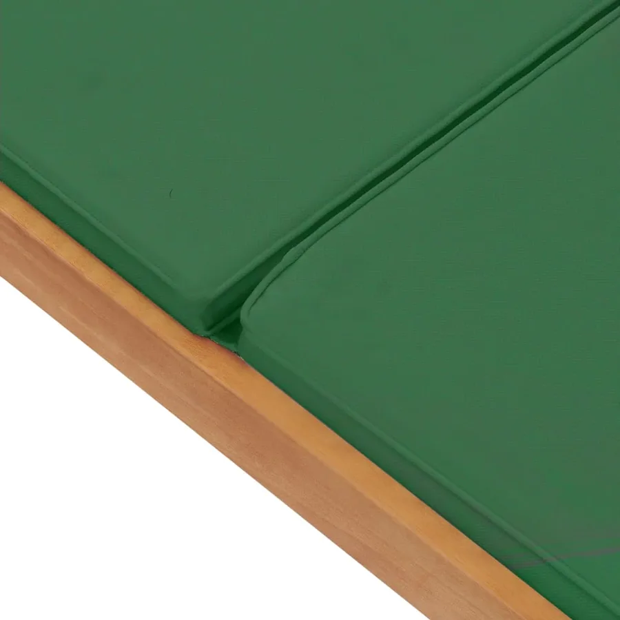 Chaise longue avec coussin Bois de teck solide Vert - 8