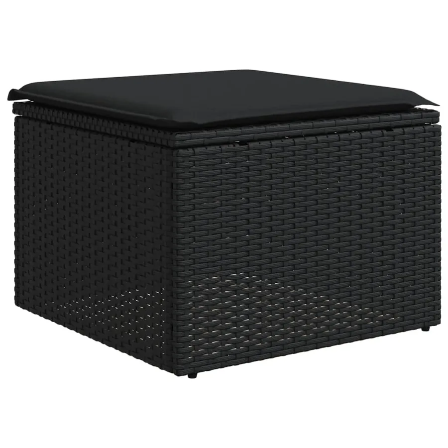 Salon de jardin 7 pcs avec coussins noir résine tressée 62 x 62 x 69 cm - 56,1 kg - 5