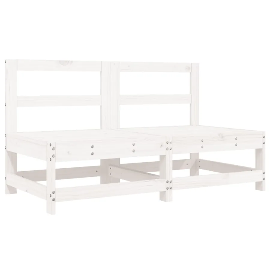 Canapés centraux de jardin 2 pcs blanc bois de pin massif - 2