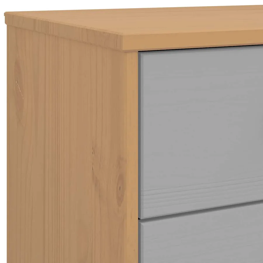 Table de chevet OLDEN gris et marron bois de pin solide - 10