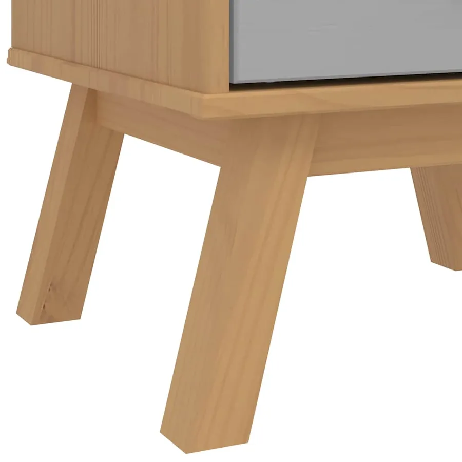 Table de chevet OLDEN gris et marron bois de pin solide - 11