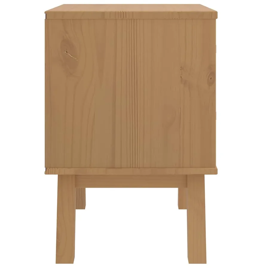 Table de chevet OLDEN gris et marron bois de pin solide - 8