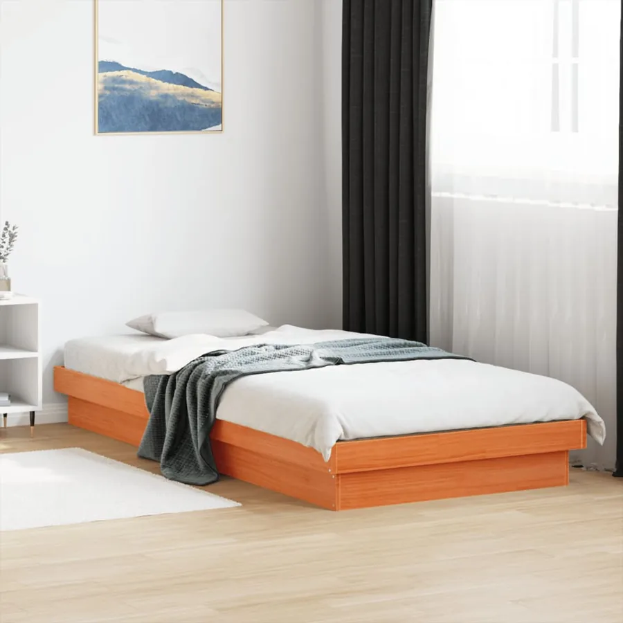Cadre de lit à LED sans matelas 90x190 cm bois massif - 3