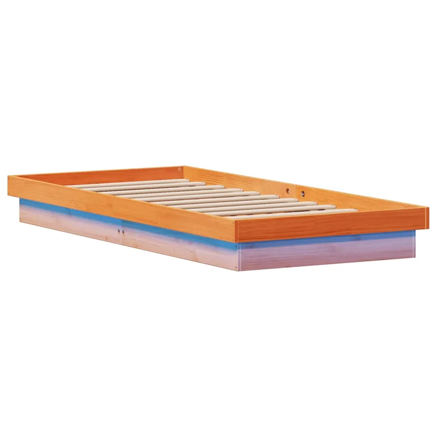 Cadre de lit à LED sans matelas 90x190 cm bois massif - 6