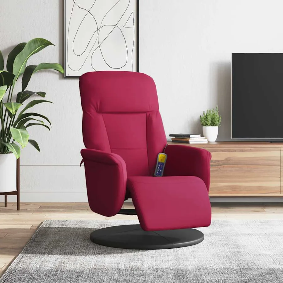 Fauteuil de massage inclinable avec repose-pied rouge bordeaux