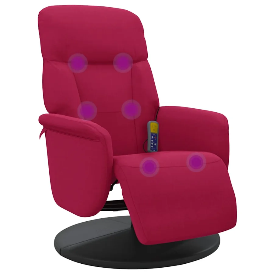 Fauteuil de massage inclinable avec repose-pied rouge bordeaux - 2