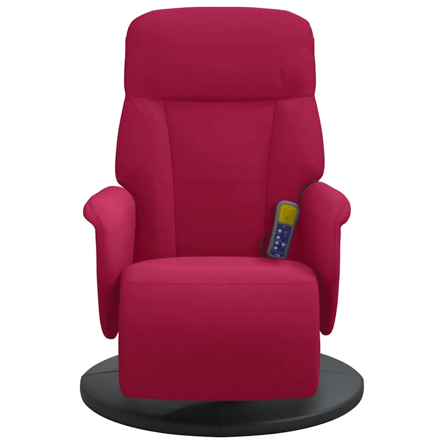 Fauteuil de massage inclinable avec repose-pied rouge bordeaux - 4