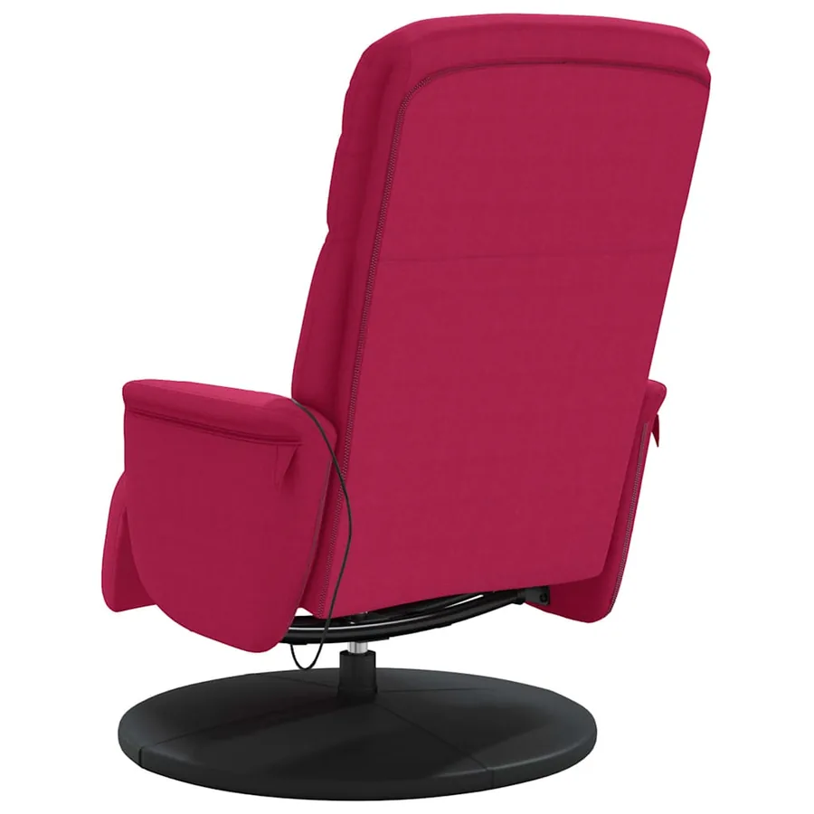Fauteuil de massage inclinable avec repose-pied rouge bordeaux - 6