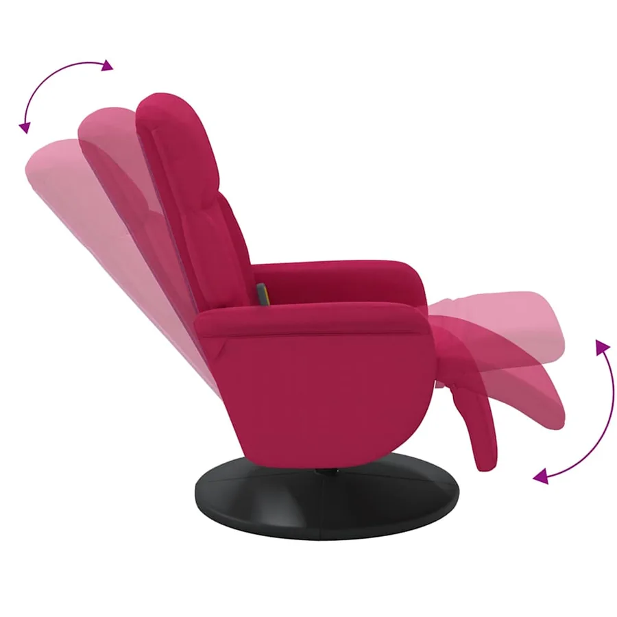 Fauteuil de massage inclinable avec repose-pied rouge bordeaux - 7
