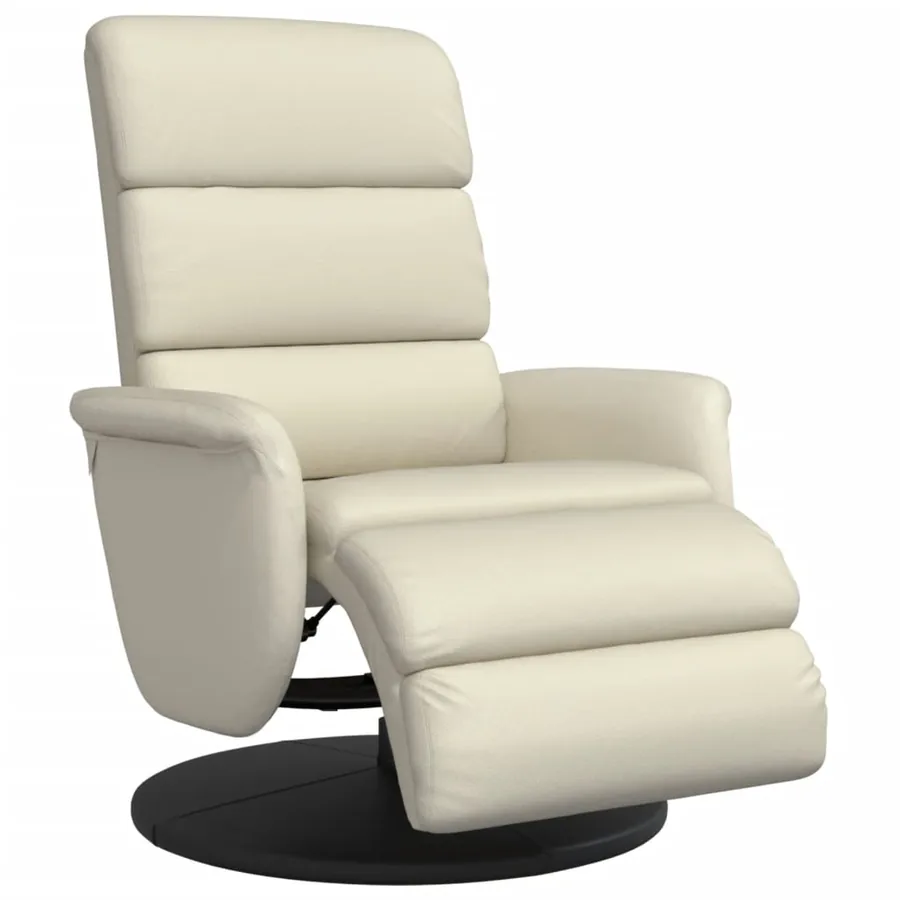 Fauteuil inclinable avec repose-pieds crème similicuir - 2