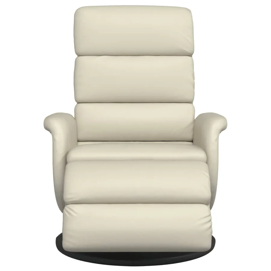 Fauteuil inclinable avec repose-pieds crème similicuir - 3